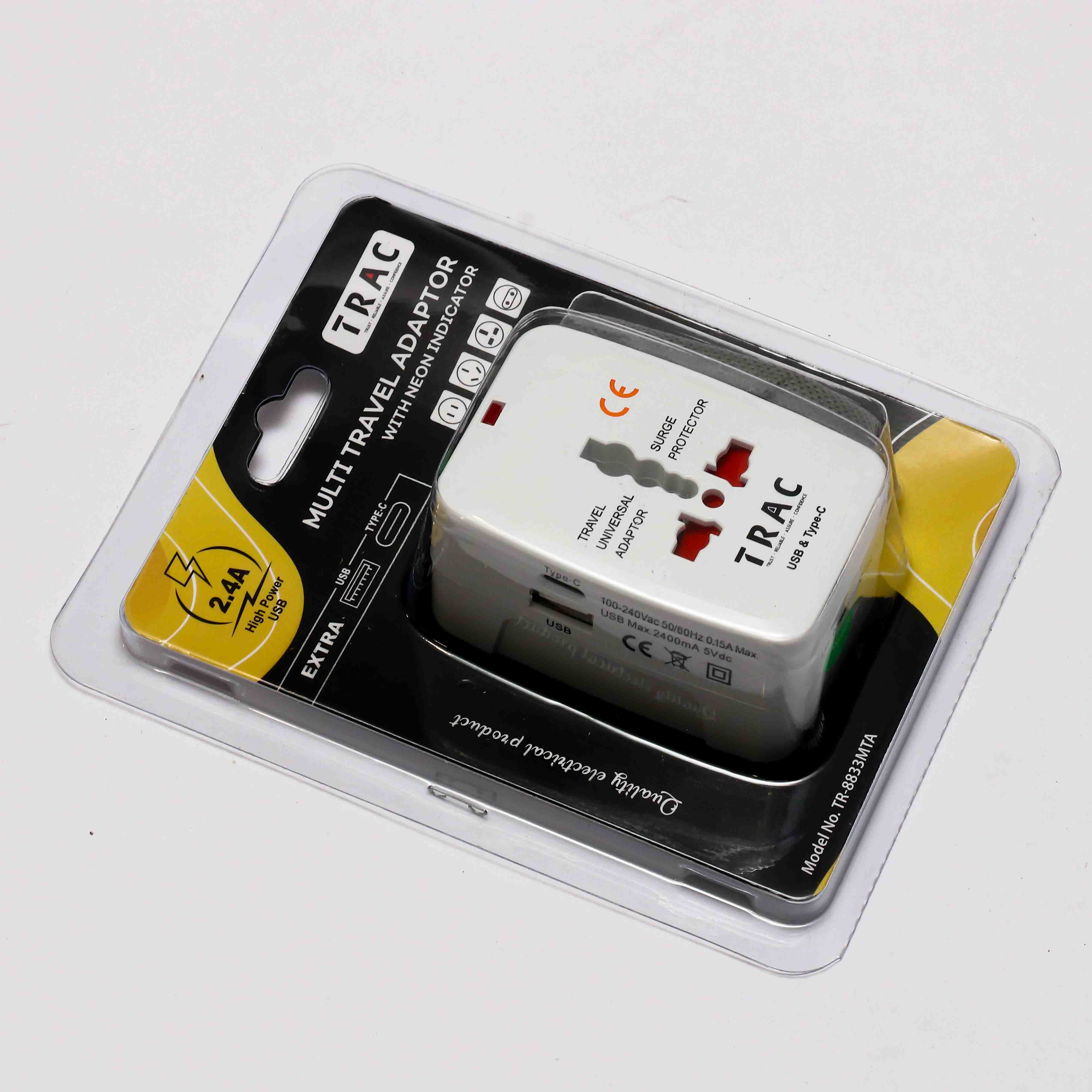 Travel adapter for devices with different plug types.