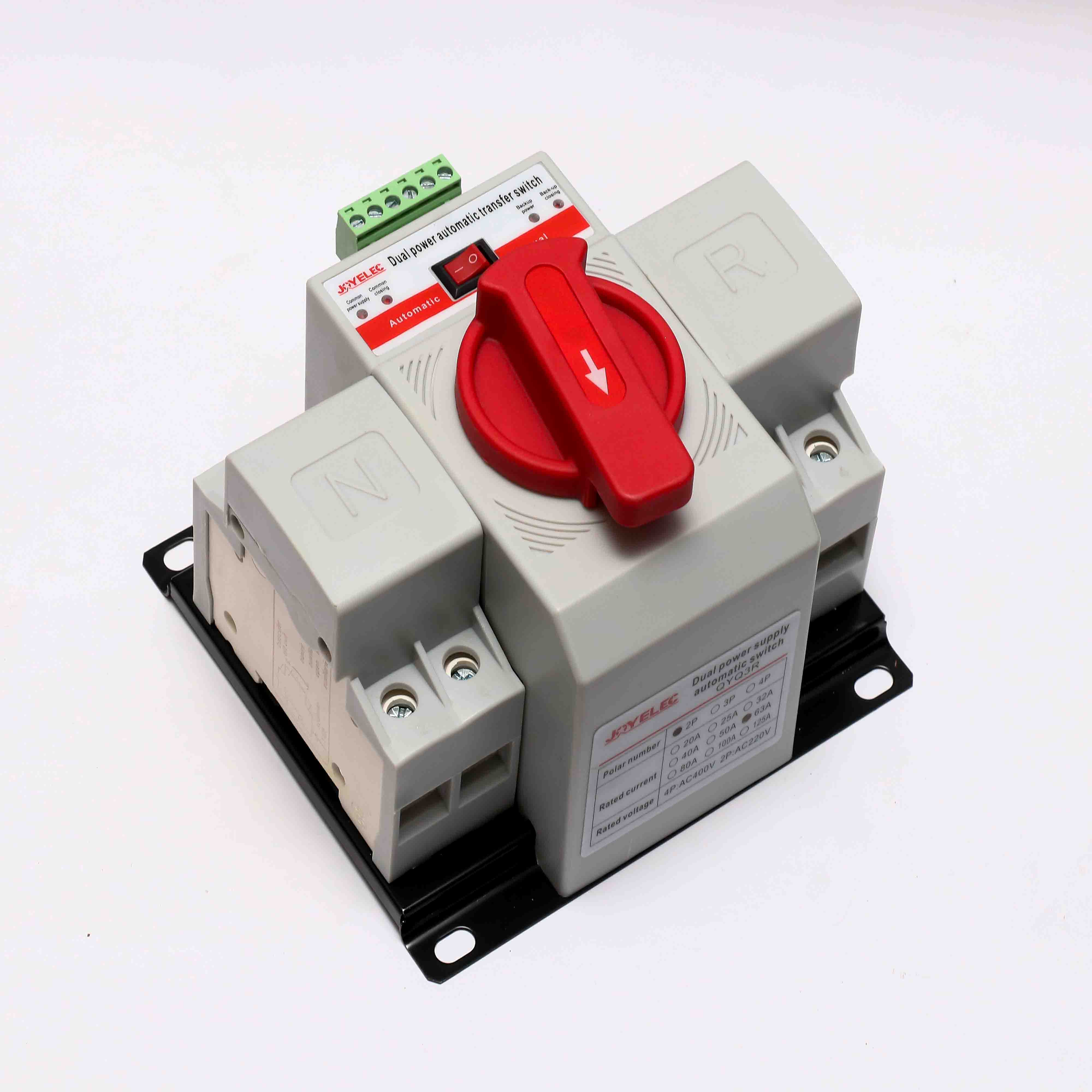 Switches automatically between mains power and backup power.