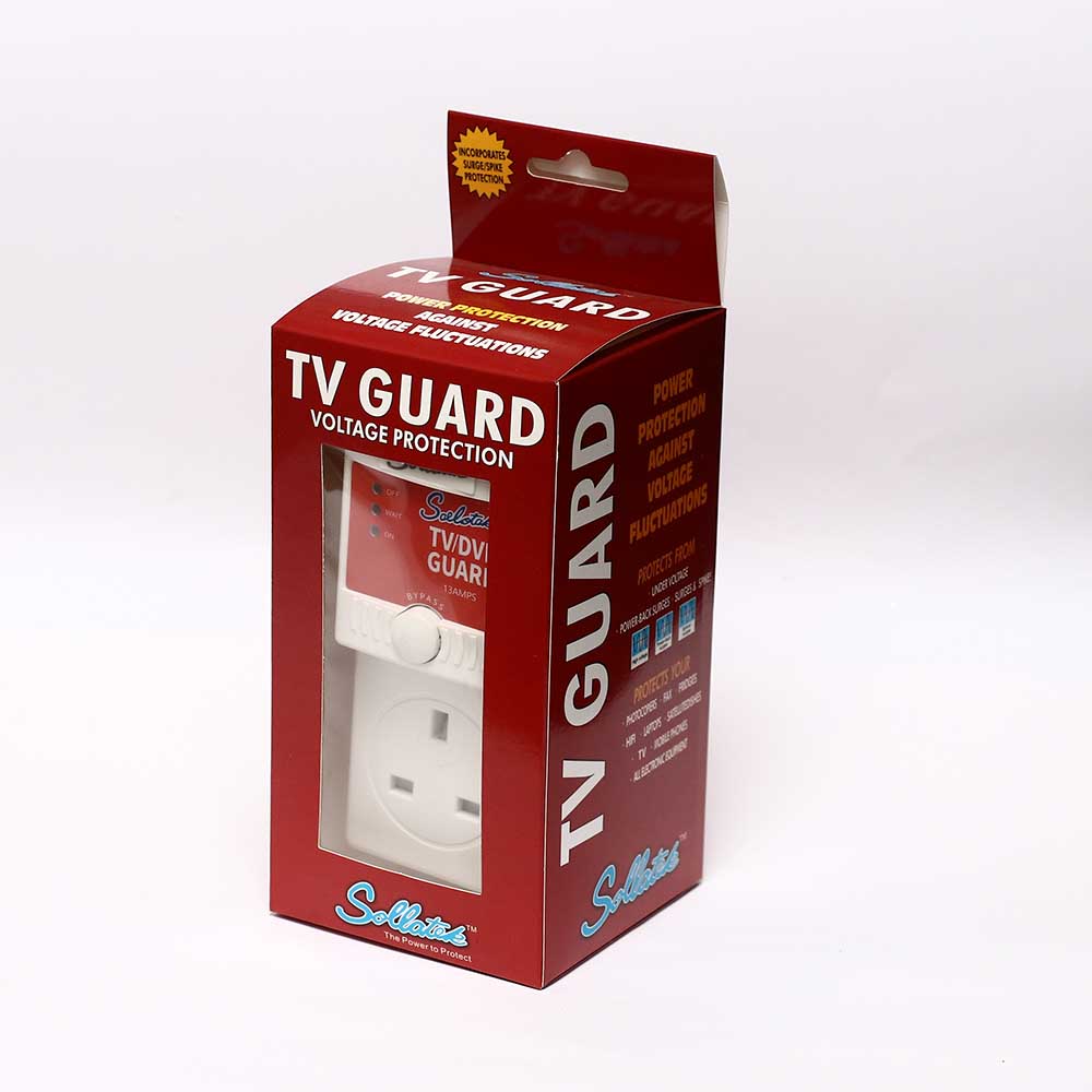 Voltage protector that shields TVs and electronics from power surges.