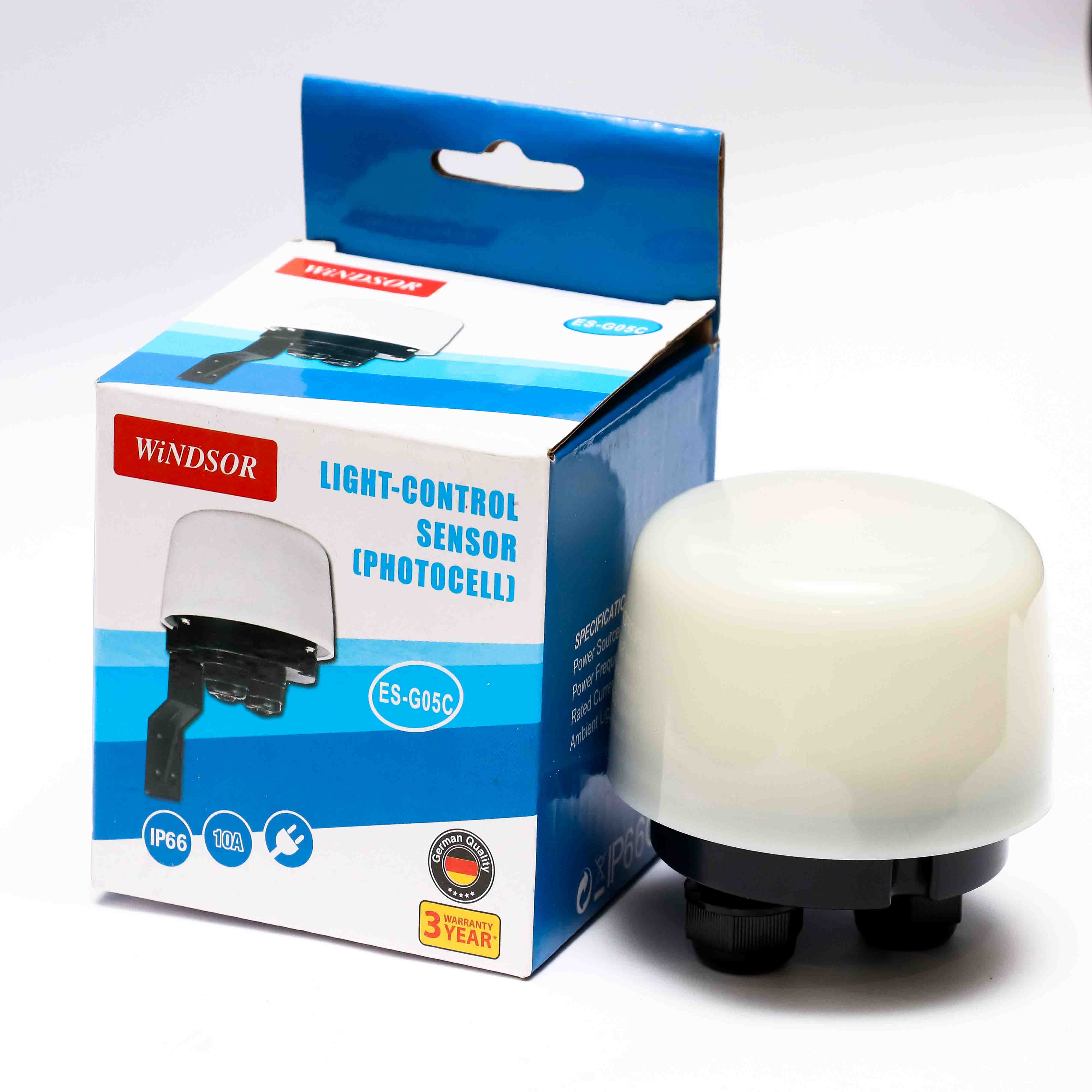 Sensor that switches lights on at dusk and off at dawn.
